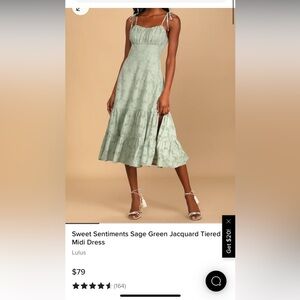 Sold out Lulu’s Sweet Sentiments Sage Green Jacquard Tiered Midi Dress Size S